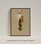 Funky Martini Olive Art Print, Retro Cocktail Bar Decor