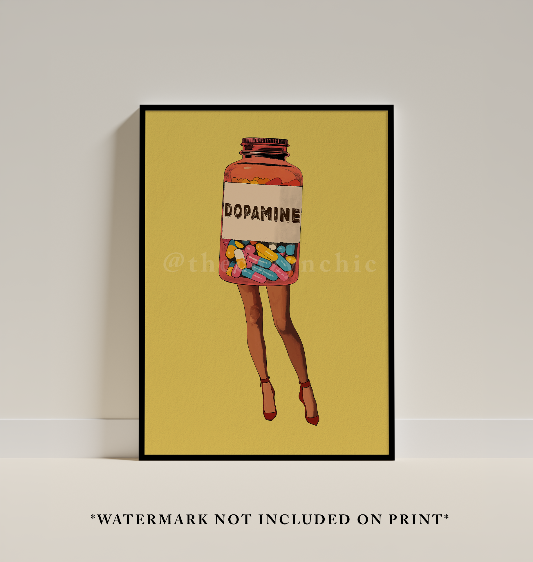 Retro Dopamine Pill Art Print: Surreal Collage Poster