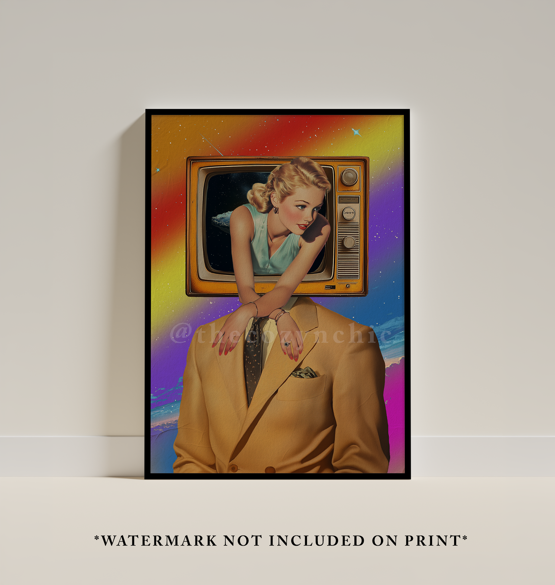 Retro Surreal Art Print: Psychedelic Cosmic Collage