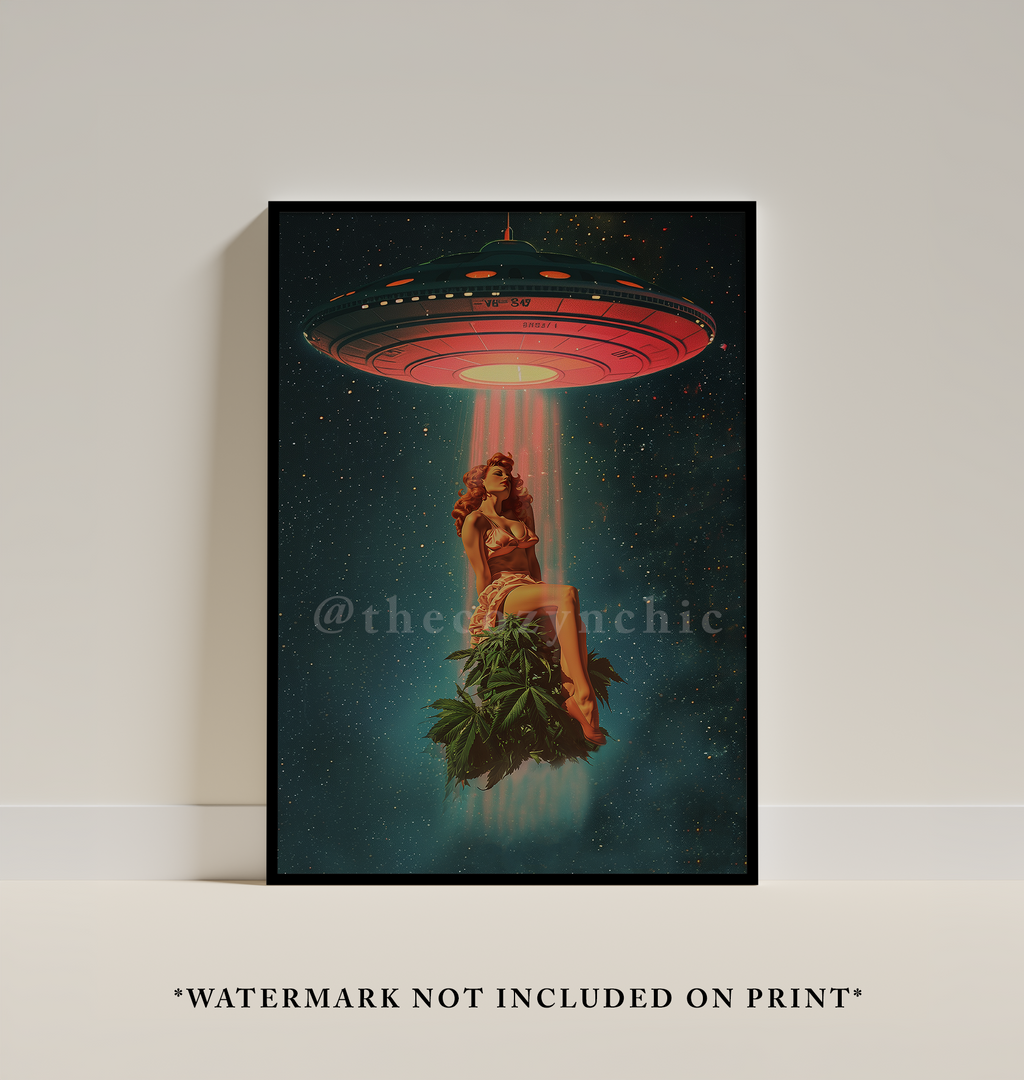 Surreal UFO Poster: Vintage Psychedelic Space Art
