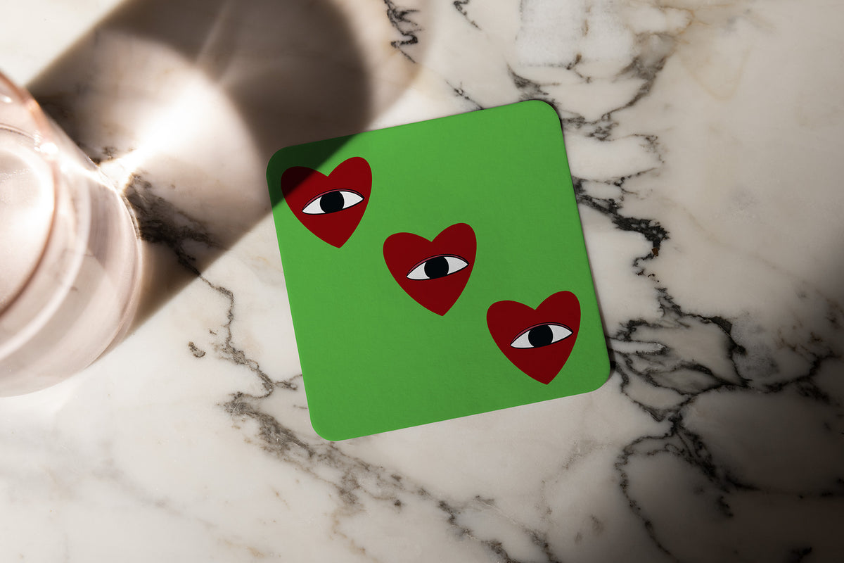 Green Hearts Coaster